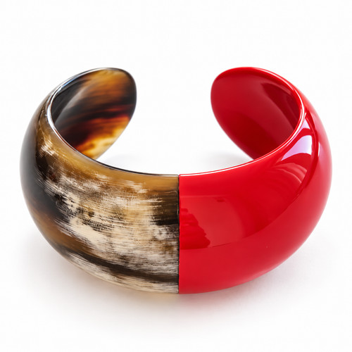 Damen armreif naturhorn - naturhorn, rot