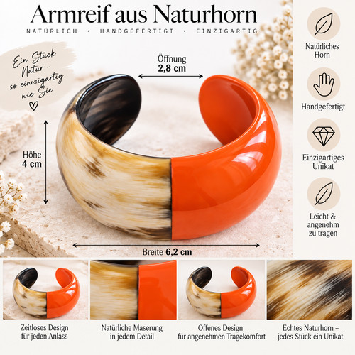 Damen armreif naturhorn orange - damen,