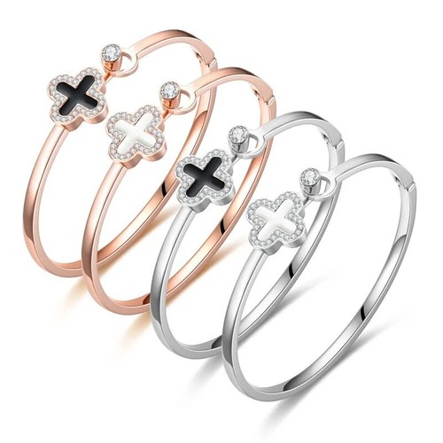 Damen armreif kleeblatt - armreif, metall