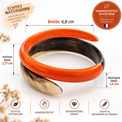 Naturhorn armreif orange - naturhorn,